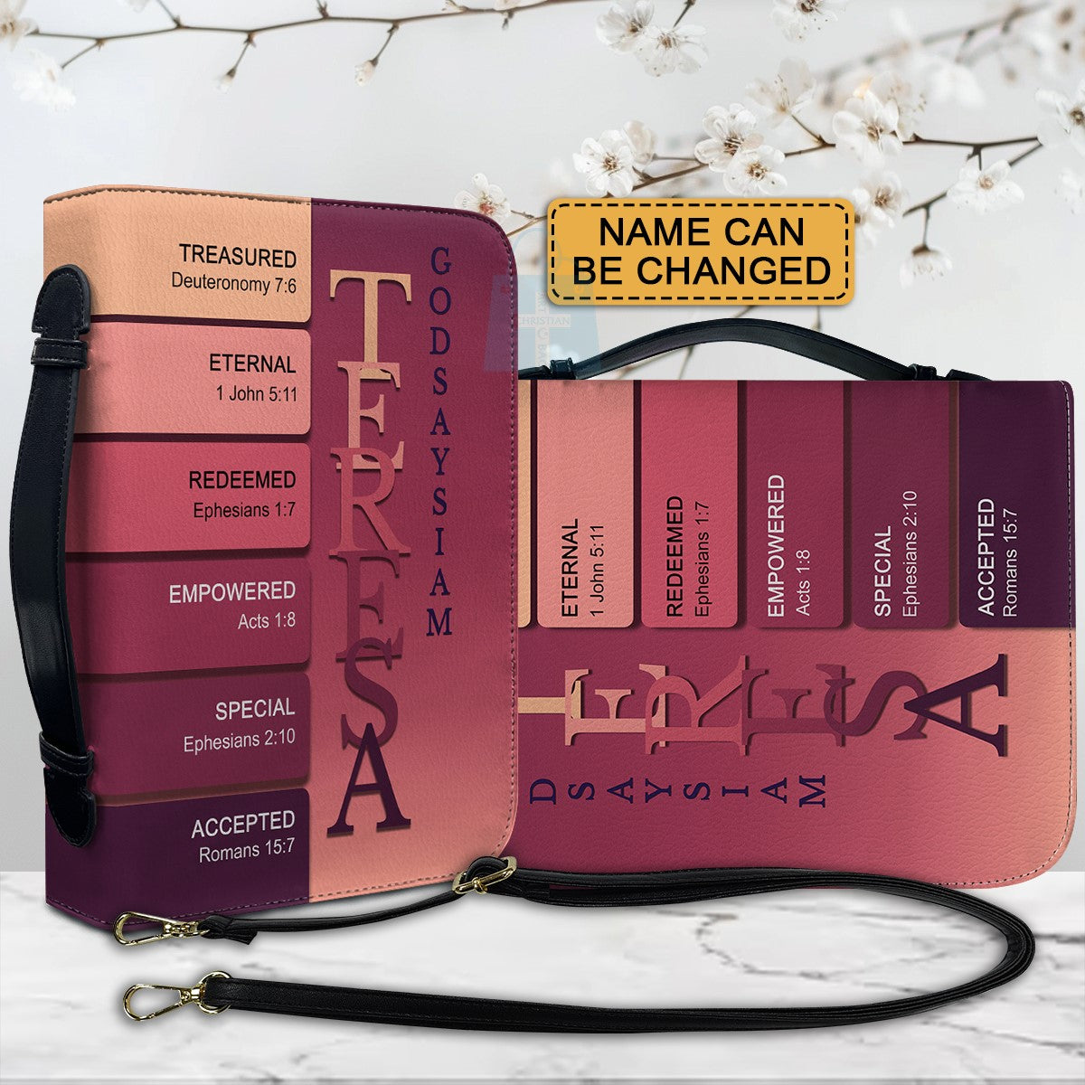 CHRISTIANARTBAG Bible Cover Romantic Sunset - Uncover the sacred meaning of your name - Personalized Bible Cover Deep reds, warm pinks, love-inspired hues, sunset romance, CABBBCV05111924.