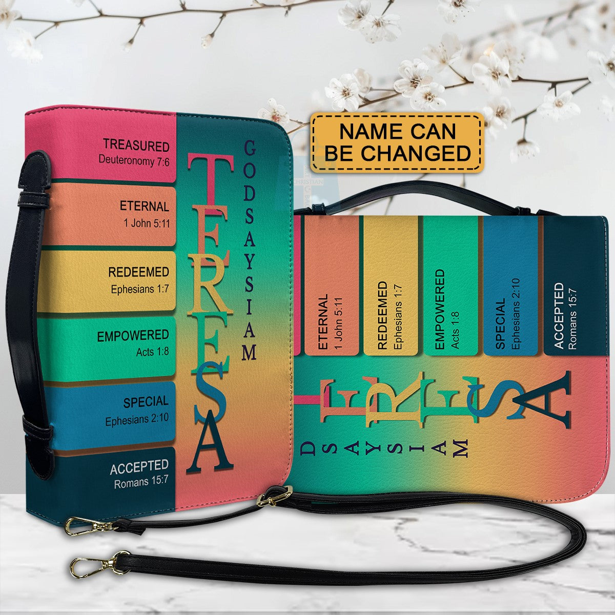 CHRISTIANARTBAG Bible Cover Vibrant Summer - Uncover the sacred meaning of your name - Personalized Bible Cover Bold neons, tropical vibes, lively colors, summer aesthetics, CABBBCV03111924.