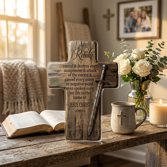 CHRISTIANARTBAG Personalized Acrylic Plaque - Custom Shape Cross Faith Decor