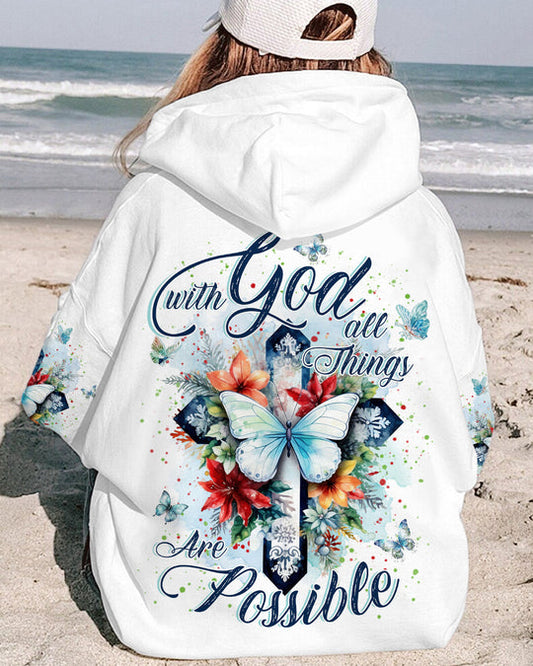 Christianartbag Clothing, With God All Things Are Possible Women's All Over Print Shirt, Graphic Hoodie, Christian Clothing, Christmas Gift, CABCT02141123. - Christian Art Bag
