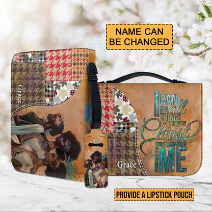 Christianartbag Bible Cover, I Can Do All Things Through Christ Philippians 4:13 Personalized Bible Cover, African Women Bible Cover, Christmas Gift, CABBBCV01260823. - Christian Art Bag