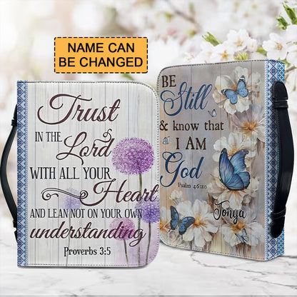 Christianartbag Bible Cover, Be Still And Know That I Am GOD Personalized Bible Cover, Butterfly and Flower Bible Cover, Personalized Bible Cover, Christmas Gift, CABBBCV01270923. - Christian Art Bag