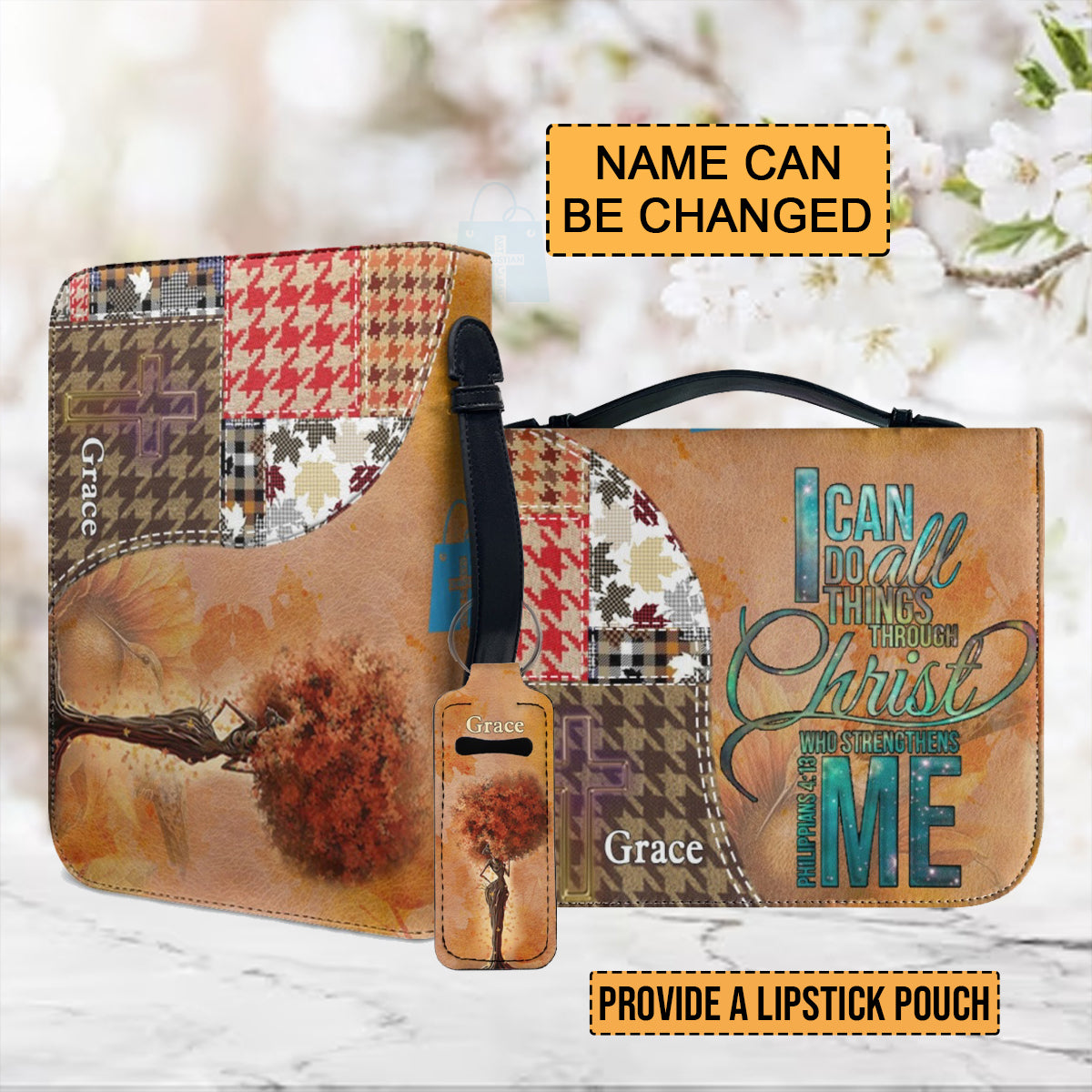 Christianartbag Bible Cover, I Can Do All Things Through Christ Philippians 4:13 Personalized Bible Cover, African Women Bible Cover, Christmas Gift, CABBBCV01260823. - Christian Art Bag