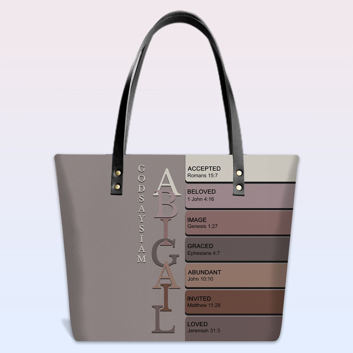Uncover the sacred meaning of your name - Personalized Leather TOTE Bag Luxury – Free Clutch Purse Gift | CHRISTIANARTBAG CAB01052626