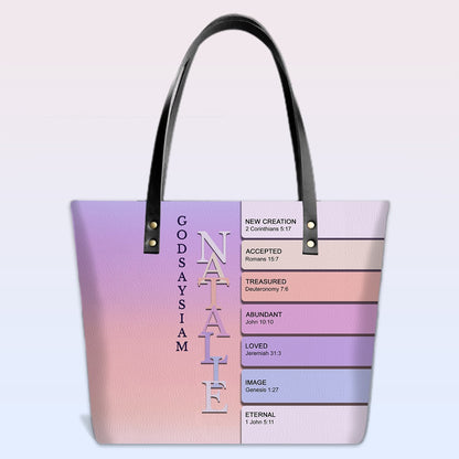Uncover the sacred meaning of your name - Personalized Leather TOTE Bag Luxury – Free Clutch Purse Gift | CHRISTIANARTBAG CAB01052626