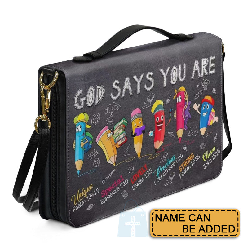 CHRISTIANARTBAG Bible Cover - GOD Says You Are - Bible Cover For Kids - Personalized Bible Cover, CABBBCV01070924.