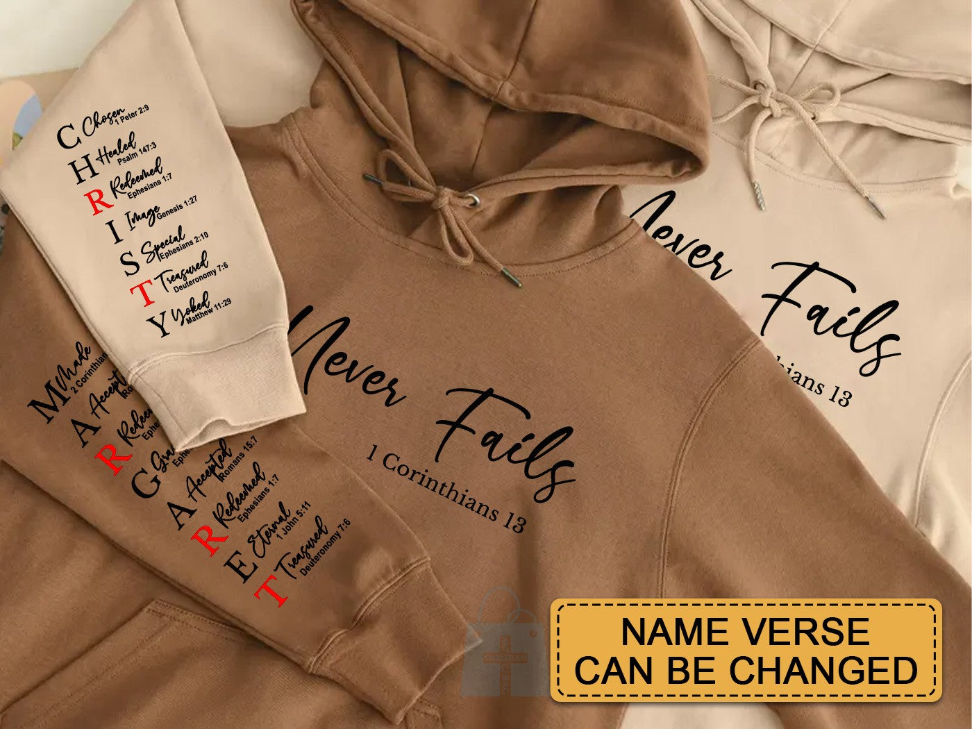 CHRISTIANARTBAG Custom Couple's Apparel : Uncover the sacred meaning of your name - Love Never Fail - Personalized T-Shirt - CAB01121724