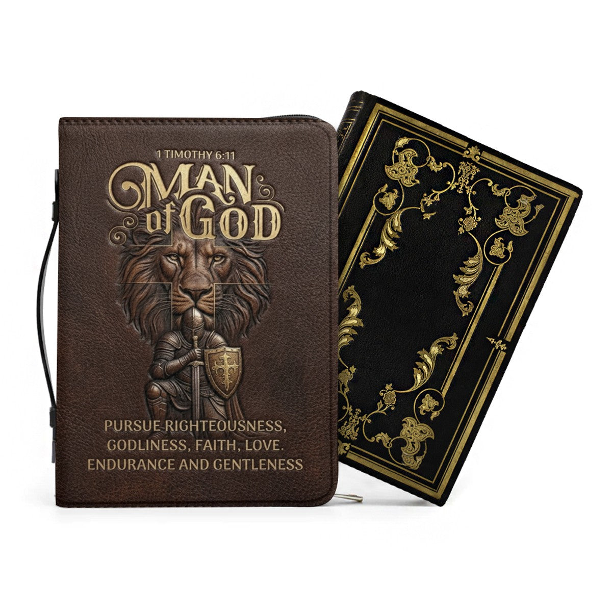 Christianart Bible Cover, Man Of God 1 Timothy 6 11 Lion Warrior, Personalized Gifts for Pastor, Gifts For Women, Gifts For Men.