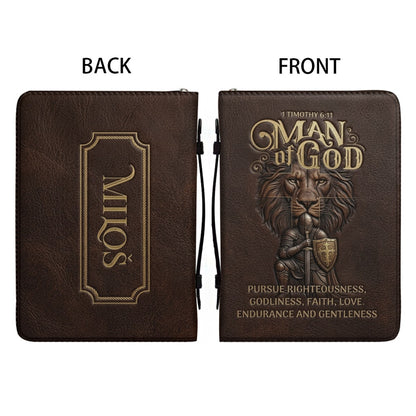 Christianart Bible Cover, Man Of God 1 Timothy 6 11 Lion Warrior, Personalized Gifts for Pastor, Gifts For Women, Gifts For Men.