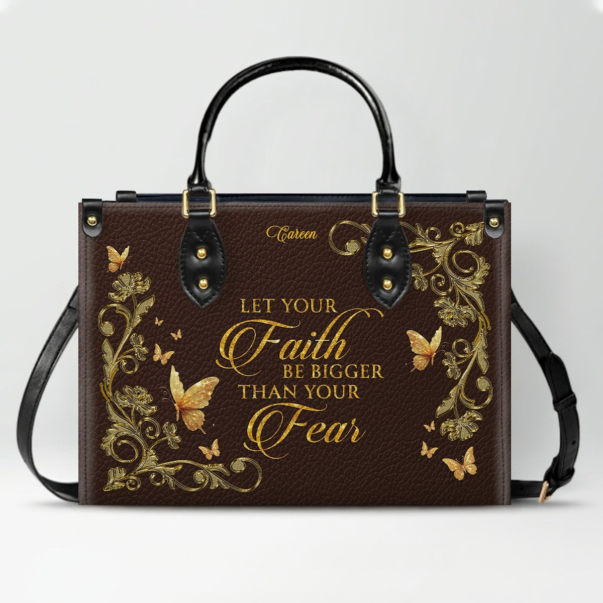 CHRISTIANARTBAG Personalized Leather Handbag - Custom Bible Verse Tote Bag for Christian Women - Religious Cross Body Purse - Mother’s Day Gift CAB141426