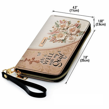 CHRISTIANARTBAG Personalized Leather Handbag and Wallet Set | Beige Custom Name Cross Purse & Long Wristlet Clutch CAB01061626