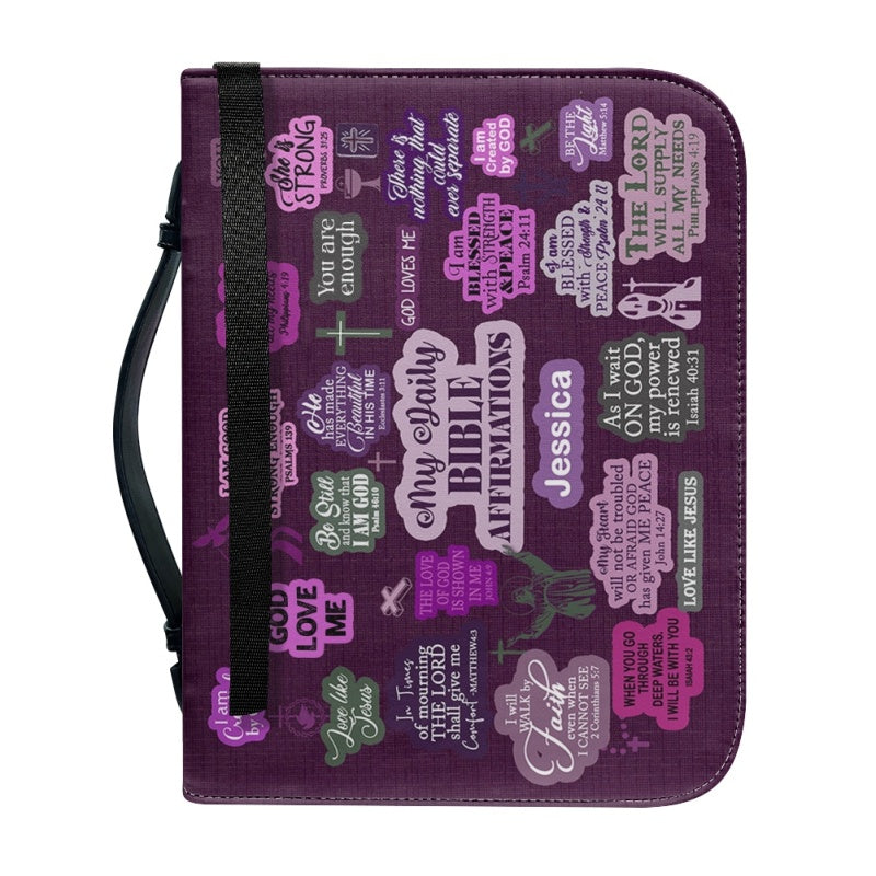 Christianartbag Bible Cover, My Daily Bible Affirmations Purple Bible Cover, Personalized Bible Cover, Purple Bible Cover, Christian Gifts, CAB171223. - Christian Art Bag