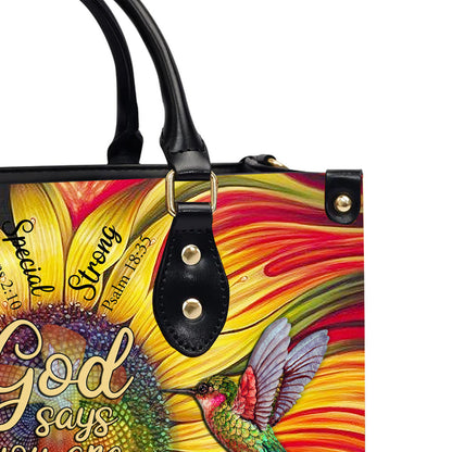 Christianartbag Handbags, GOD Says You Are Leather Handbag, Sunflower Hummingbird Leather Handbag, Gifts for Women, CABLTB01181023. - Christian Art Bag