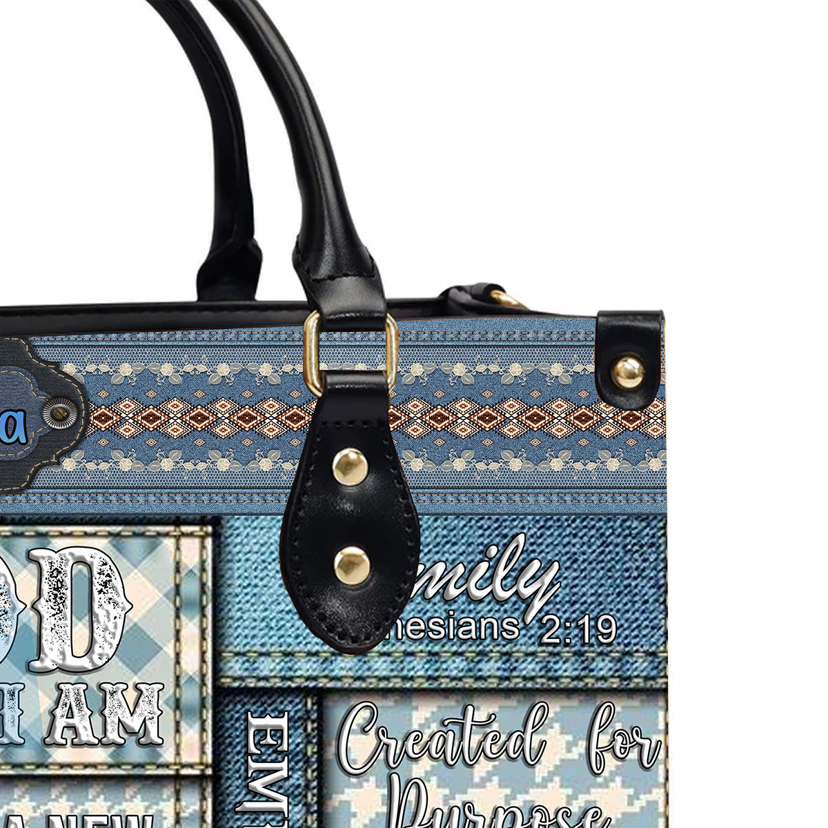 Christianartbag Handbags, Vintage Denim God Says I Am Leather Handbag, Personalized Bags, Gifts for Women, Christmas Gift, CABLTB01110923. - Christian Art Bag