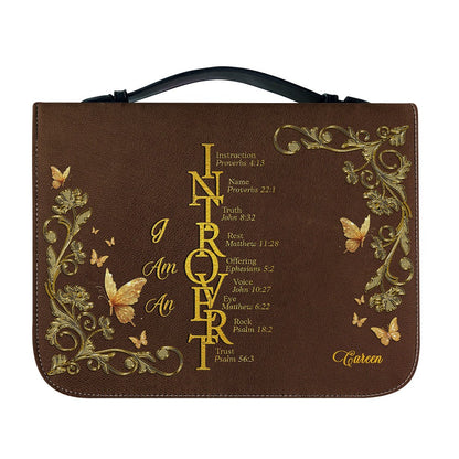 Personalized Leather Handbag by CHRISTIANARTBAG - EXTROVERTED | INTROVERT Biblical Acrostic Design - Custom Christian Gift for Women