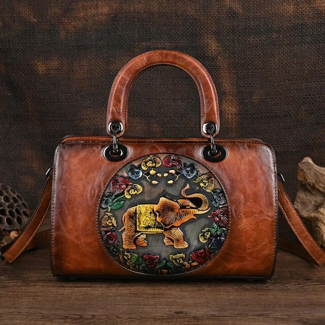 Christianartbag Handmade Leather Bag, Luxury Handbag Vintage Handmade Women Shoulder Bag For Ladies Hand Bags New Vintage Embossed Hand Painted