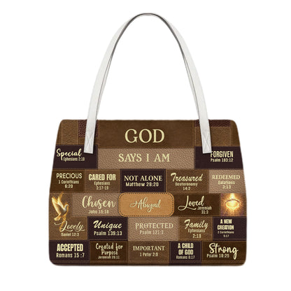 Personalized Christian Handbag – God Says I Am Scripture Purse with Bible Verses | CHRISTIANARTBAG