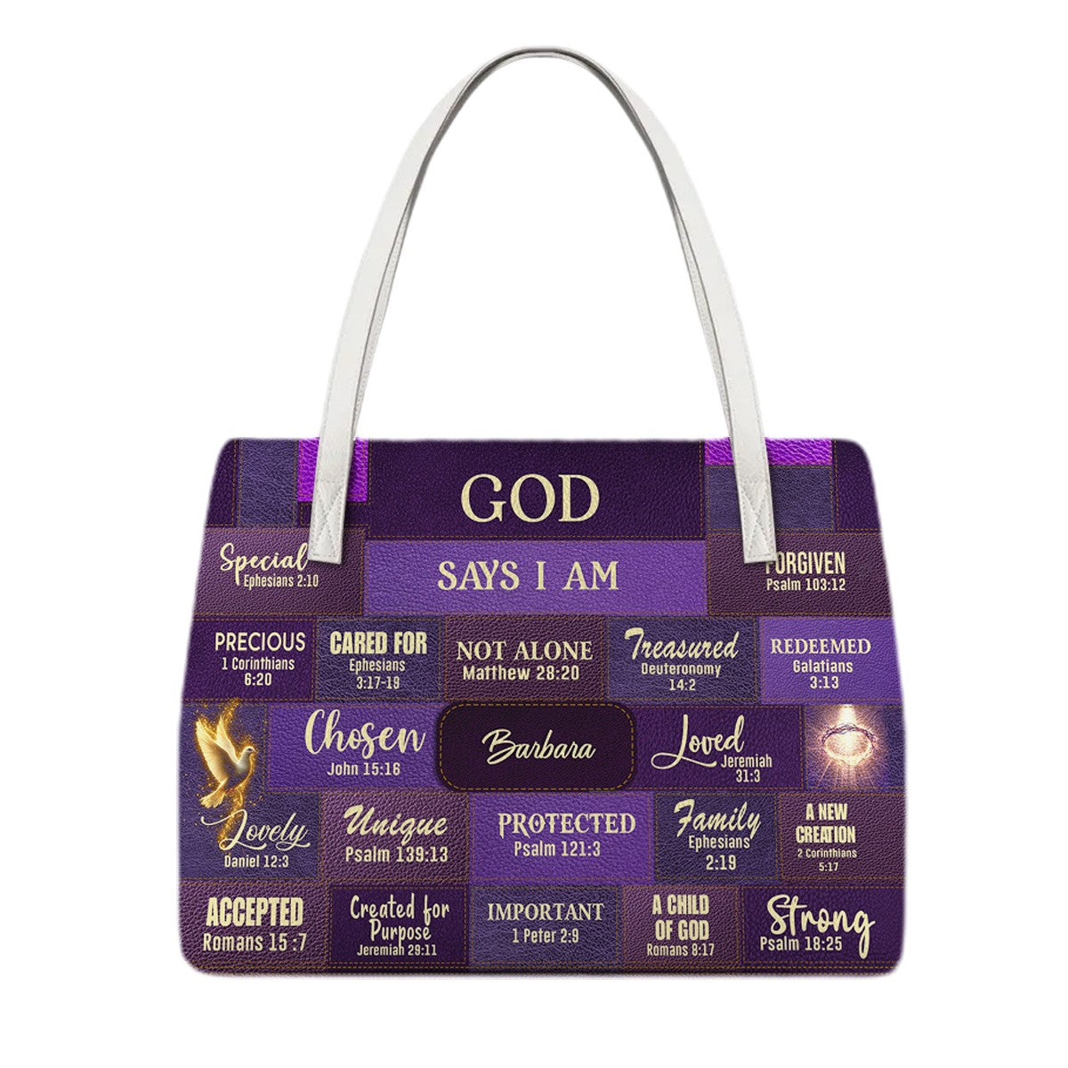Personalized Christian Handbag – God Says I Am Scripture Purse with Bible Verses | CHRISTIANARTBAG