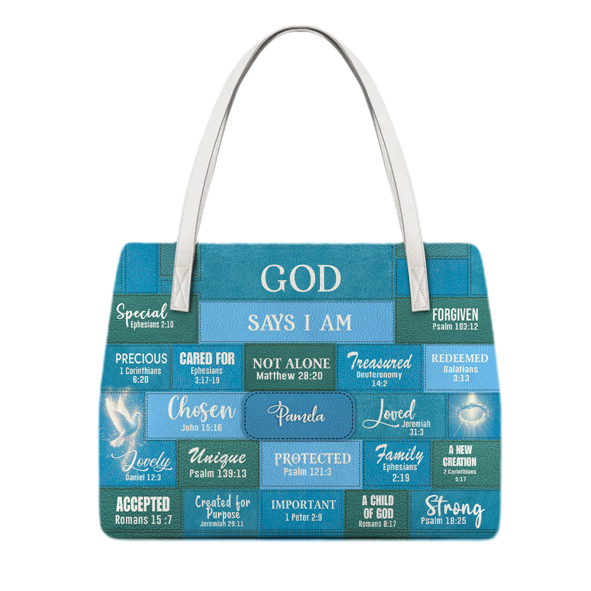 Personalized Christian Handbag – God Says I Am Scripture Purse with Bible Verses | CHRISTIANARTBAG