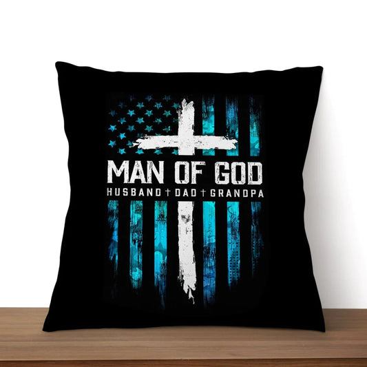 Christianartbag Pillow, Man Of God Husband Dad Grandpa, Personalized Throw Pillow, Christian Gift, Christian Pillow, Christmas Gift. - Christian Art Bag