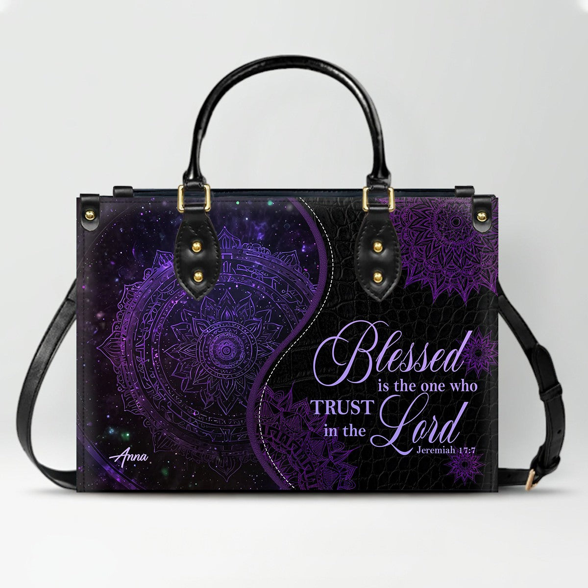 Personalized Christian Leather Handbag – “I Know the Plans I Have for You” Jeremiah 29:11 Mandala Design | CHRISTIANARTBAG™