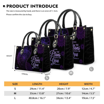 Personalized Christian Leather Handbag – “I Know the Plans I Have for You” Jeremiah 29:11 Mandala Design | CHRISTIANARTBAG™