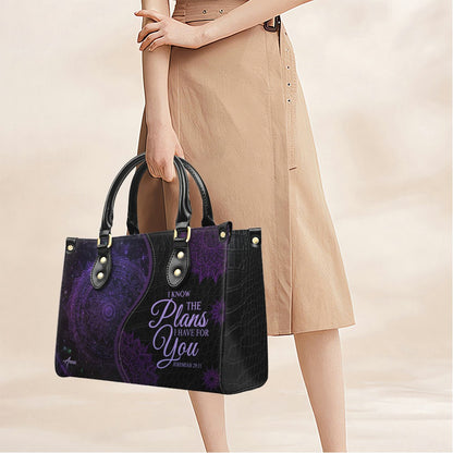 Personalized Christian Leather Handbag – “I Know the Plans I Have for You” Jeremiah 29:11 Mandala Design | CHRISTIANARTBAG™