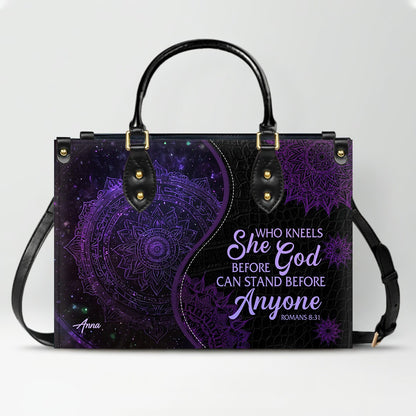 Personalized Christian Leather Handbag – “I Know the Plans I Have for You” Jeremiah 29:11 Mandala Design | CHRISTIANARTBAG™