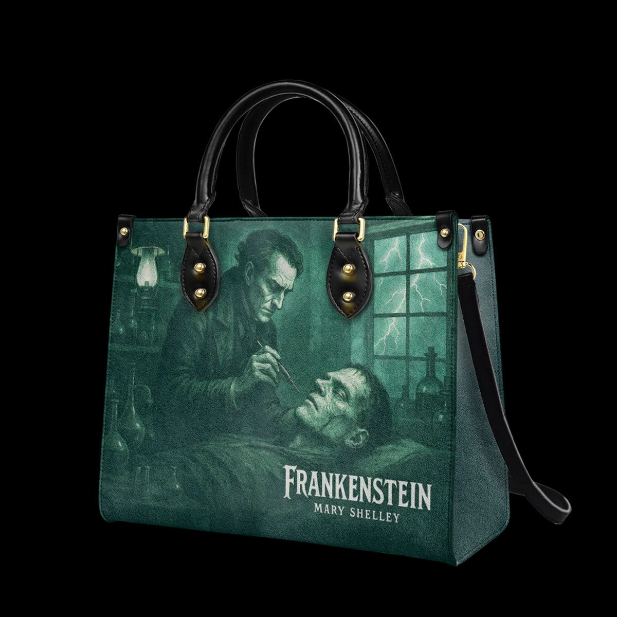 Mary Shelley Frankenstein Gothic Tote Bag – Purple and Green