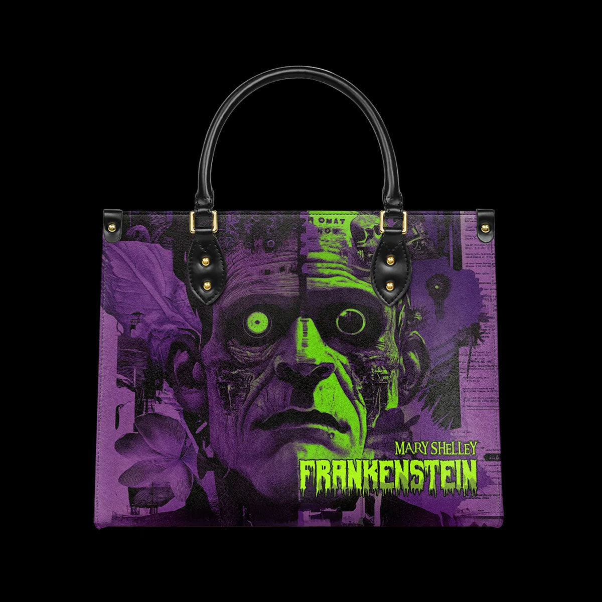 Mary Shelley Frankenstein Gothic Tote Bag – Purple and Green