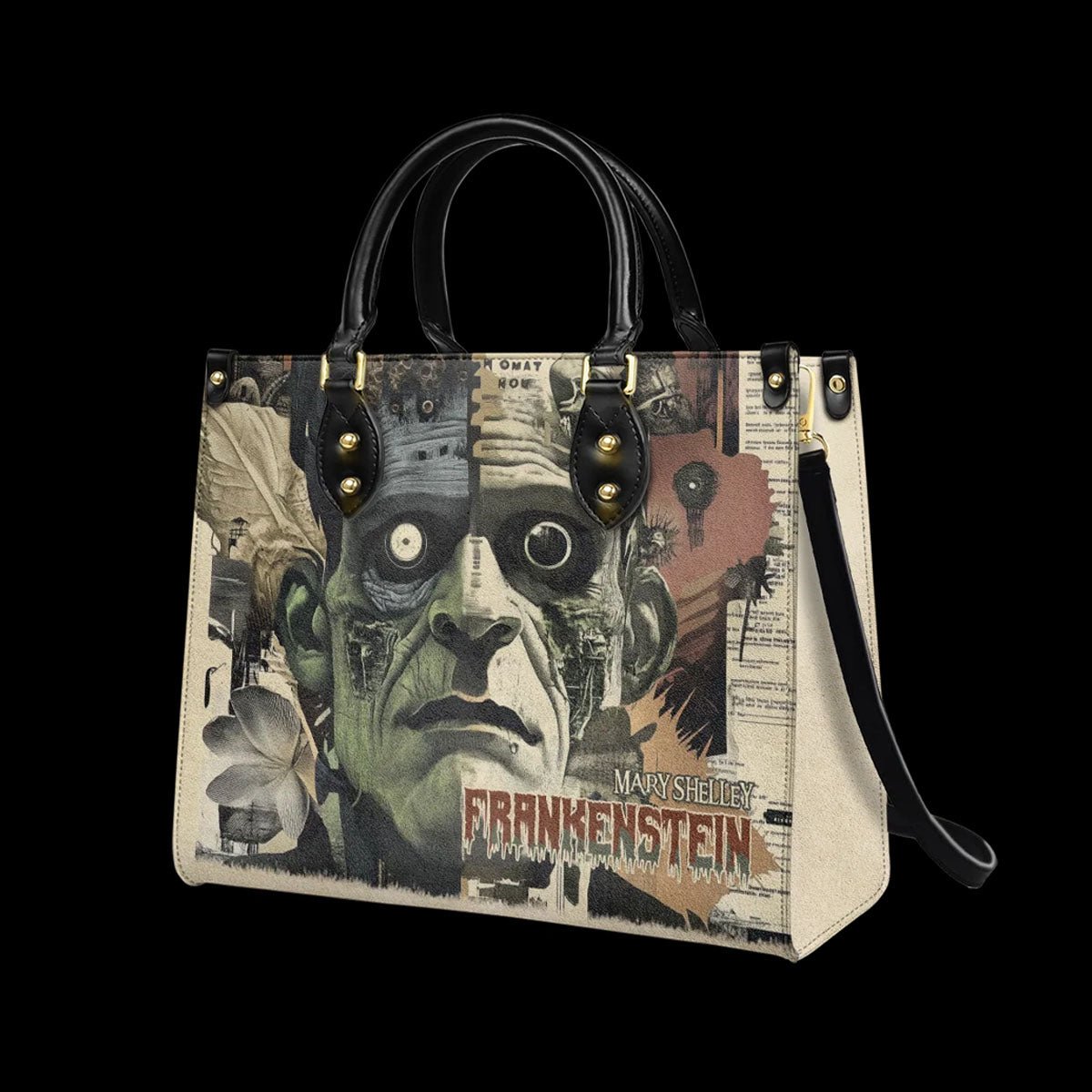 Mary Shelley Frankenstein Gothic Tote Bag – Purple and Green