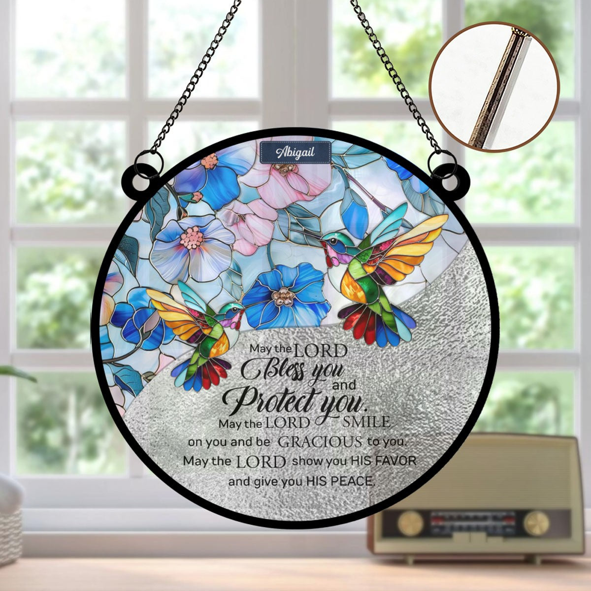 Personalized Christian Suncatcher – Acrylic & Wood Window Hanging Ornament with Bible Verse | CHRISTIANARTBAG