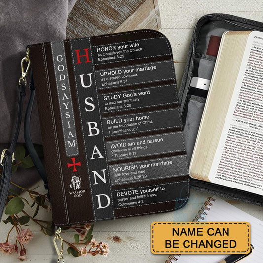 Personalized Bible Cover for Husband - Custom Name Meaning Bible Verse Case - CHRISTIANARTBAG CAB01050526