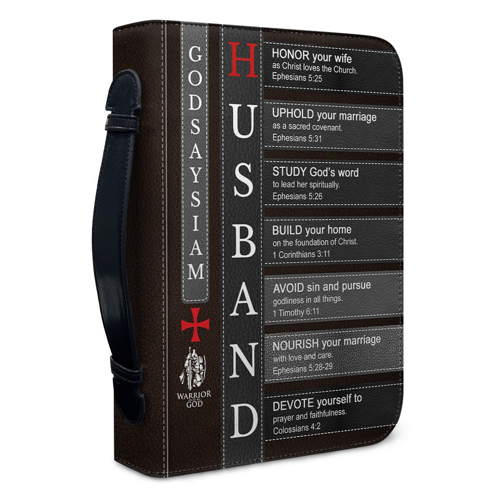 Personalized Bible Cover for Husband - Custom Name Meaning Bible Verse Case - CHRISTIANARTBAG CAB01050526