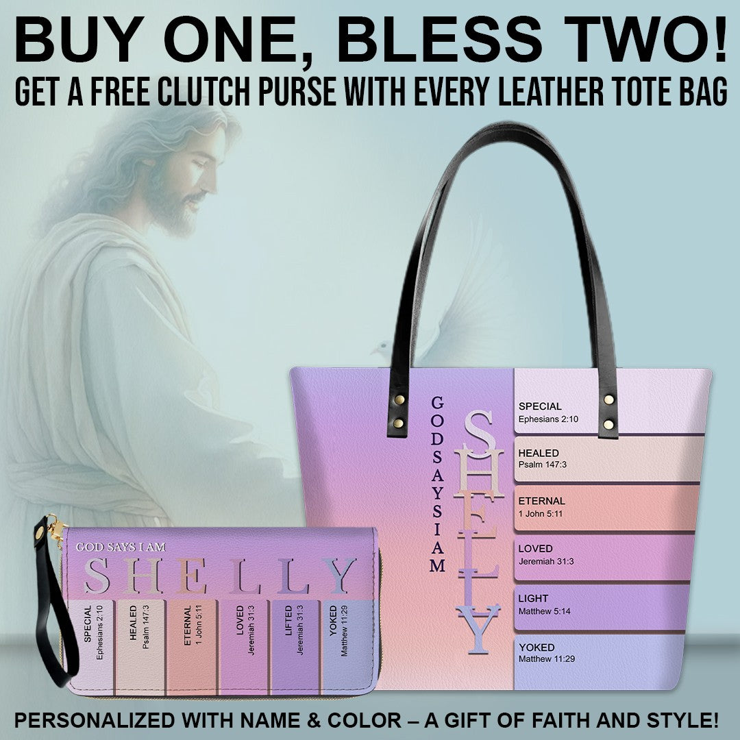 Uncover the sacred meaning of your name - Personalized Leather TOTE Bag Luxury – Free Clutch Purse Gift | CHRISTIANARTBAG CAB01052626