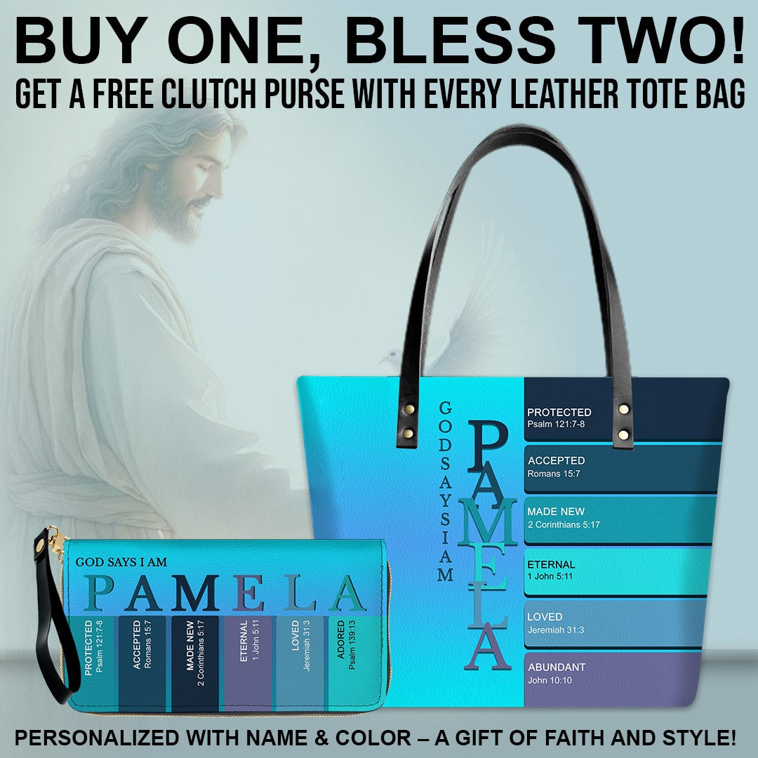 Uncover the sacred meaning of your name - Personalized Leather TOTE Bag Luxury – Free Clutch Purse Gift | CHRISTIANARTBAG CAB01052626