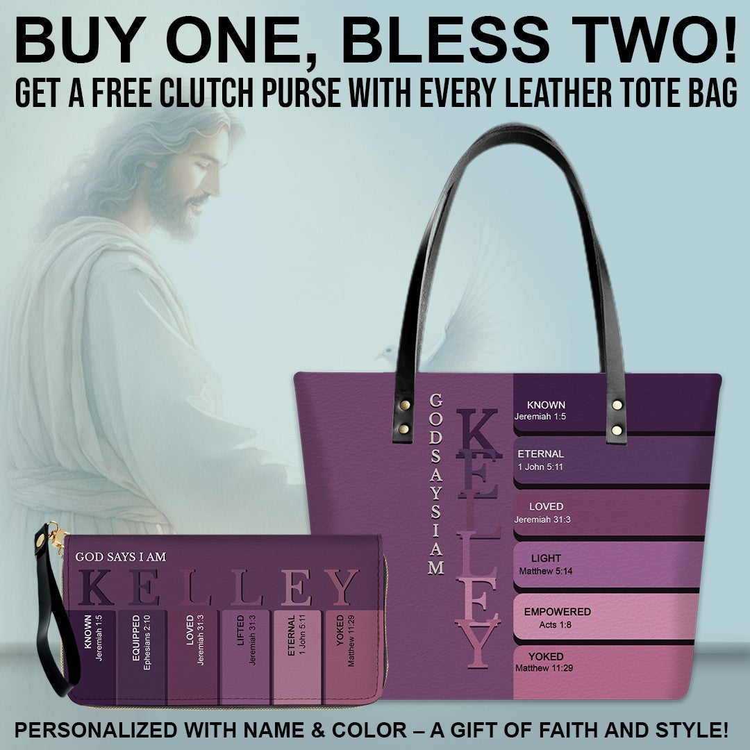 Uncover the sacred meaning of your name - Personalized Leather TOTE Bag Luxury – Free Clutch Purse Gift | CHRISTIANARTBAG CAB01052626