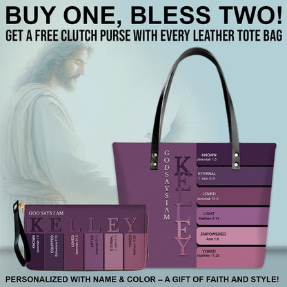 Uncover the sacred meaning of your name - Personalized Leather TOTE Bag Luxury – Free Clutch Purse Gift | CHRISTIANARTBAG CAB01052626