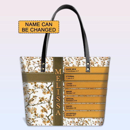 Personalized Leather Tote Bag Luxury – Custom Name Christian Bible Verse Handbag for Women