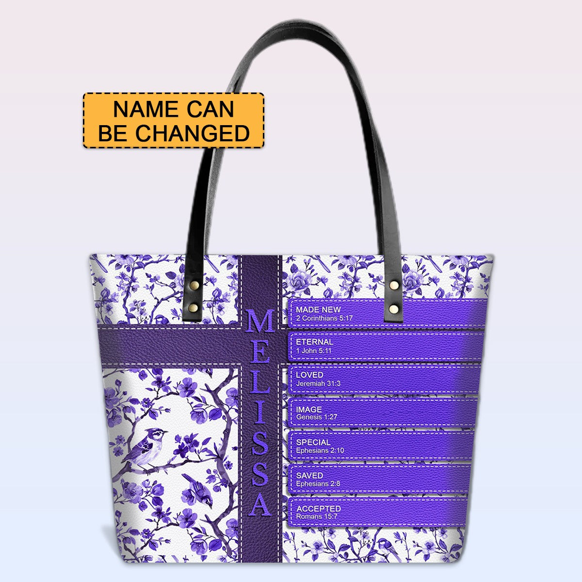 Personalized Leather Tote Bag Luxury – Custom Name Christian Bible Verse Handbag for Women