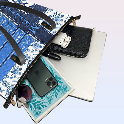 Personalized Leather Tote Bag Luxury – Custom Name Christian Bible Verse Handbag for Women