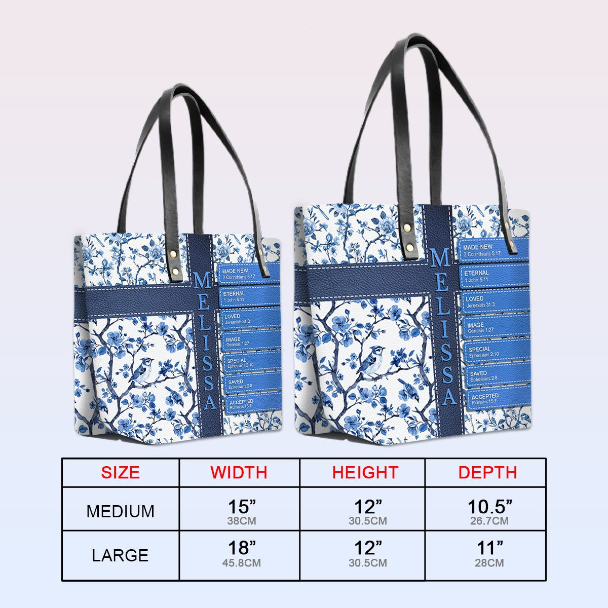 Personalized Leather Tote Bag Luxury – Custom Name Christian Bible Verse Handbag for Women