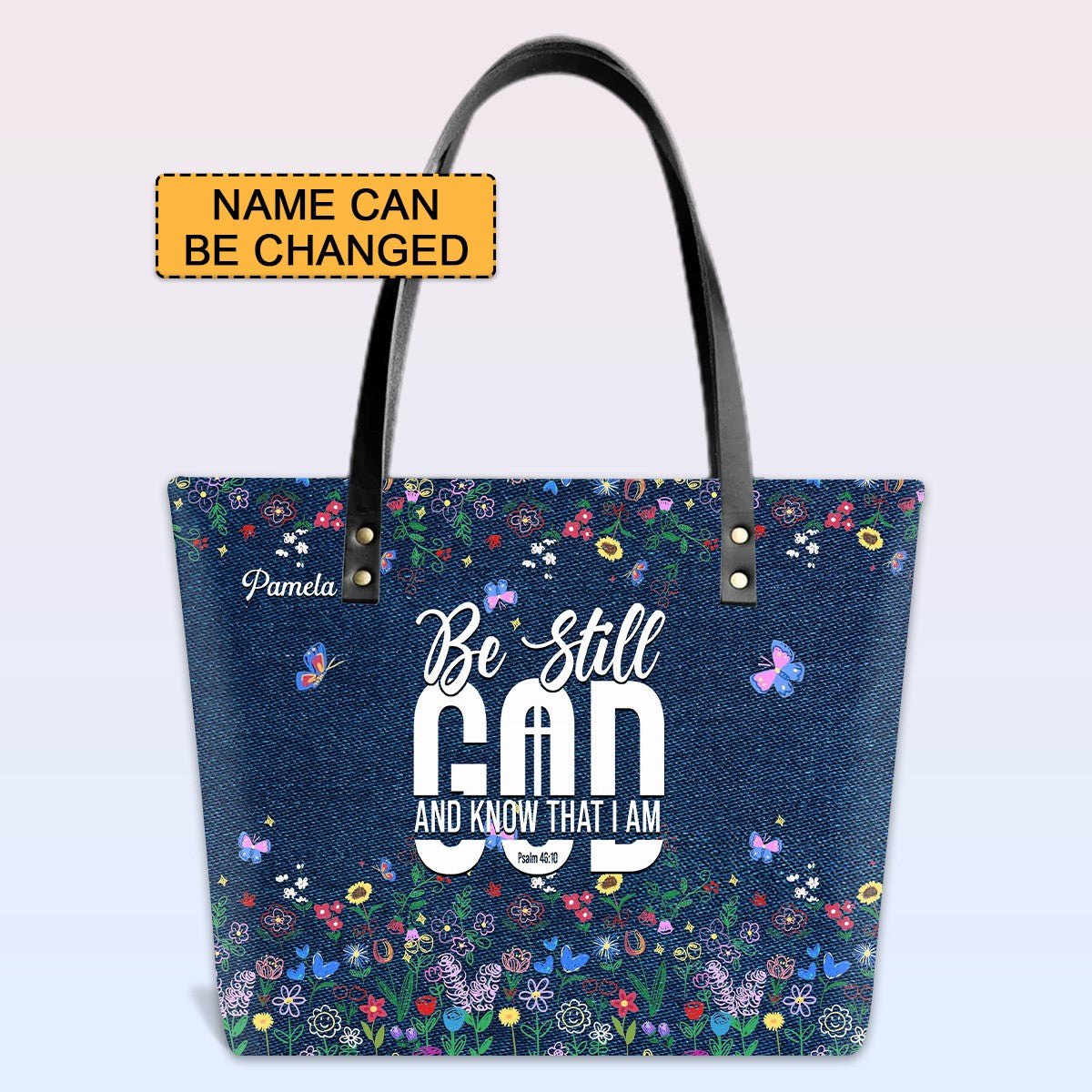 Personalized Leather Tote Bag with Bible Verses – I Know The Plans I Have For You – Custom Faith-Inspired Leather TOTE Bag | CHRISTIANARTBAG Leather TOTE Bag Denim CAB01061925