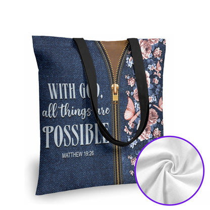 Christianartbag Handbag, With God All Things Are Possible Matthew 19:26, Personalized Gifts, Gifts for Women, Christmas Gift.