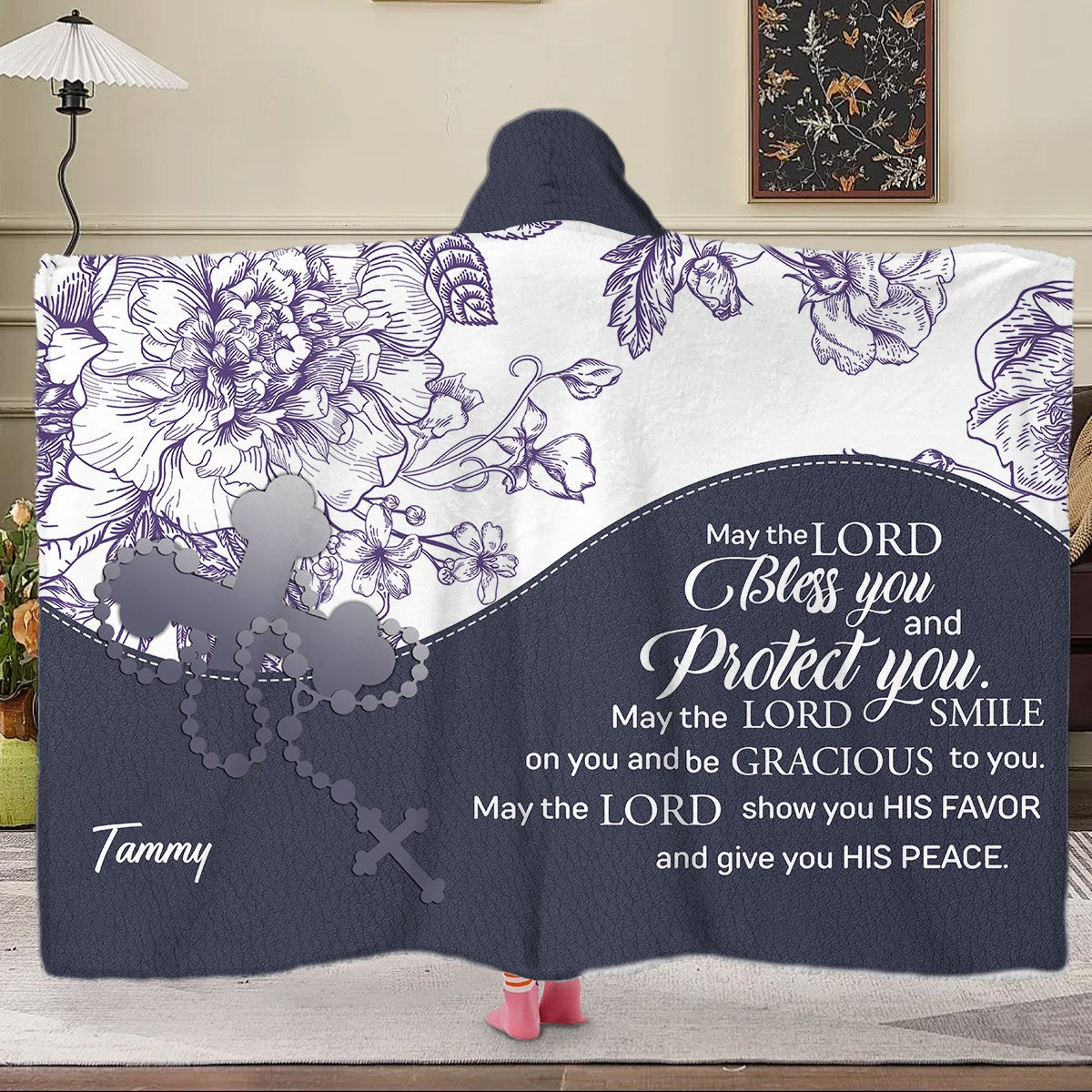 Personalized Hooded Blanket with Custom Name & Bible Verse – Christian Faith Gift | CHRISTIANARTBAG