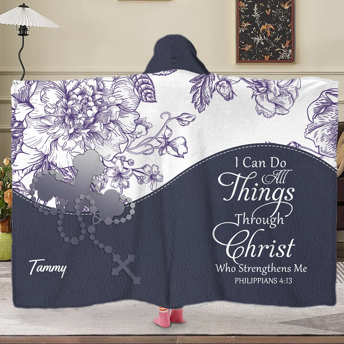 Personalized Hooded Blanket with Custom Name & Bible Verse – Christian Faith Gift | CHRISTIANARTBAG