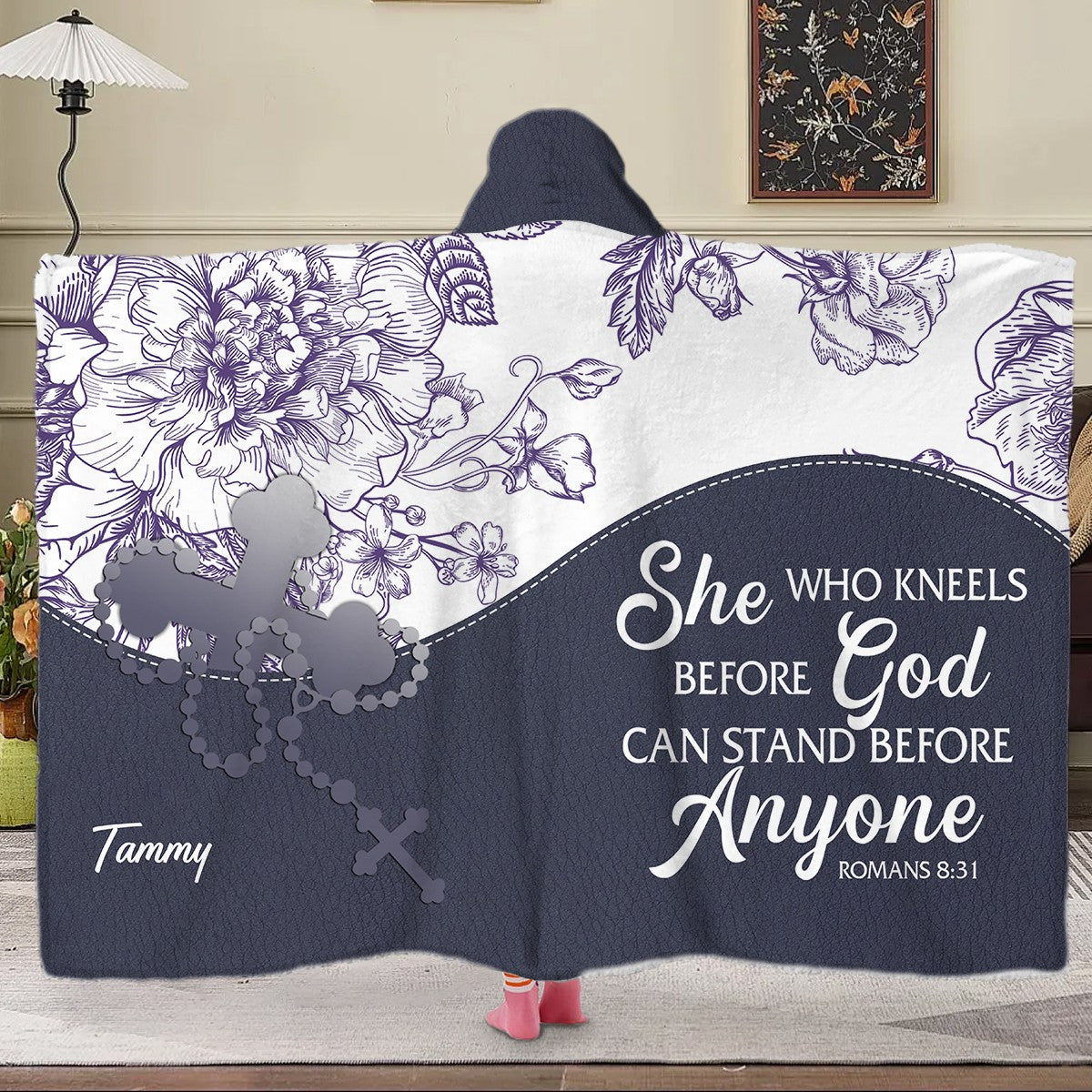 Personalized Hooded Blanket with Custom Name & Bible Verse – Christian Faith Gift | CHRISTIANARTBAG