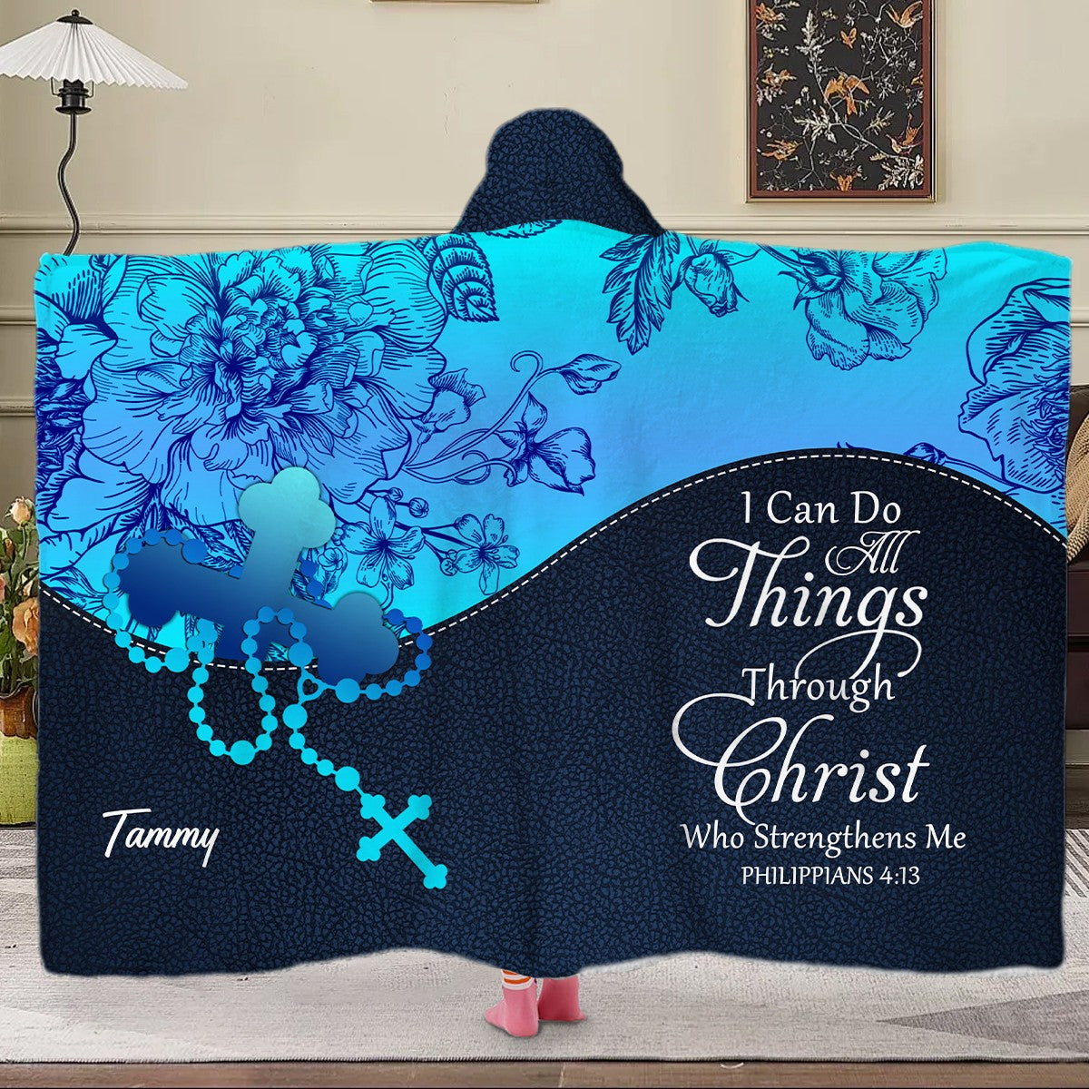 Personalized Hooded Blanket with Custom Name & Bible Verse – Christian Faith Gift | CHRISTIANARTBAG
