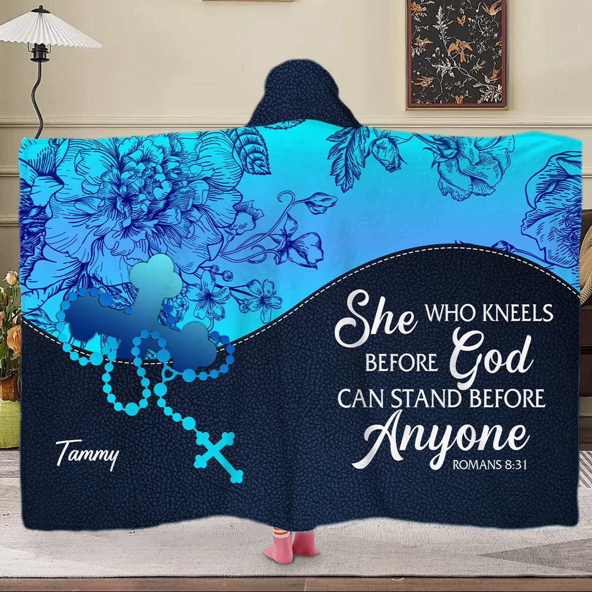 Personalized Hooded Blanket with Custom Name & Bible Verse – Christian Faith Gift | CHRISTIANARTBAG