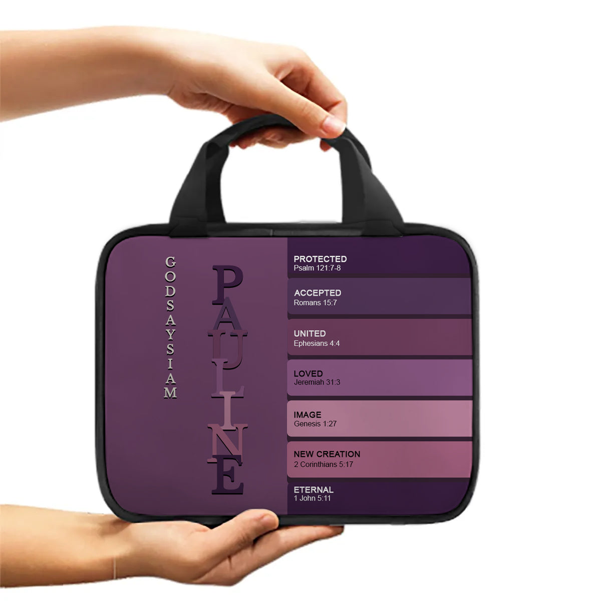 Personalized Canvas Bible Cover with Handle | Custom Christian Book Bag with Zipper | Uncover the sacred meaning of your name